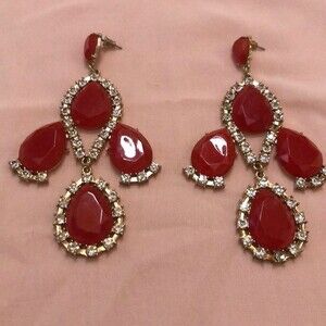 Orange Chandelier Earrings Prom Pageant